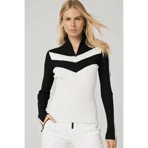 Alp n Rock NWT Heather 1/4 Zip Chevron Mock Neck Sweater Ivory Large Ski